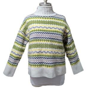 Barbour Holkham Wool Blend Knit Sweater Multicolor Crewneck Women’s Size 10 USED
